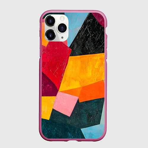 Чехол iPhone 11 Pro матовый Геометрия мозайка / 3D-Малиновый – фото 1