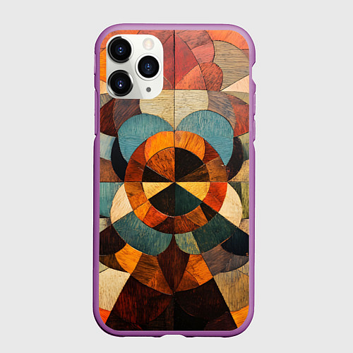 Чехол iPhone 11 Pro матовый Винтажная мозайка / 3D-Фиолетовый – фото 1
