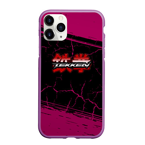 Чехол iPhone 11 Pro матовый Теккен трещины / 3D-Фиолетовый – фото 1