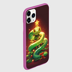 Чехол iPhone 11 Pro матовый Змея ёлка новогодняя, цвет: 3D-фиолетовый — фото 2