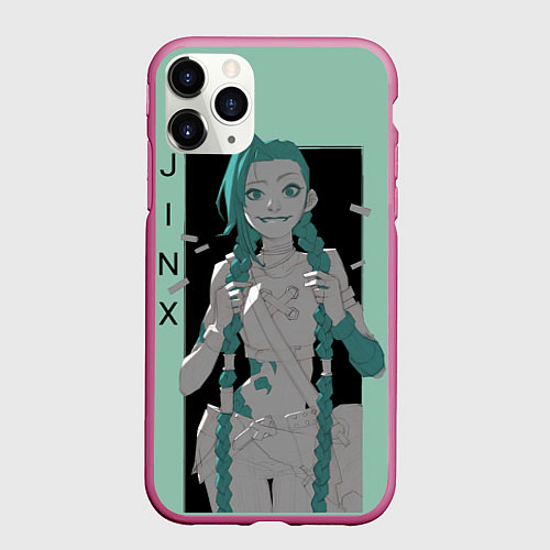 Чехол iPhone 11 Pro матовый Джинкс из Аркейн / 3D-Малиновый – фото 1