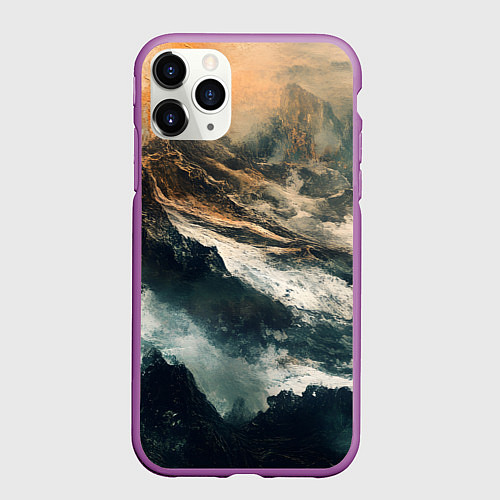 Чехол iPhone 11 Pro матовый Иллюстрация хаоса в грубом стиле / 3D-Фиолетовый – фото 1