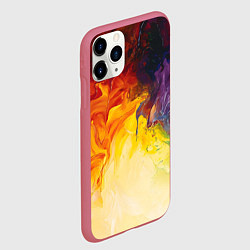 Чехол iPhone 11 Pro матовый Подтеки масляных красок, цвет: 3D-малиновый — фото 2