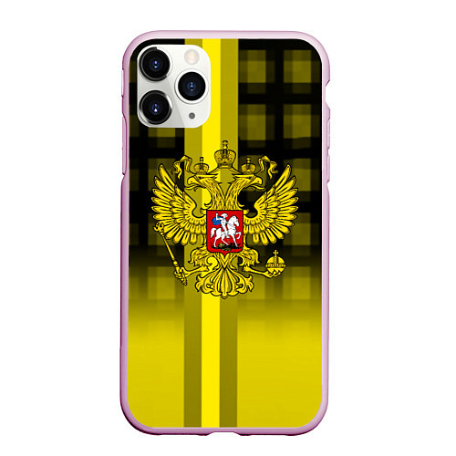 Чехол iPhone 11 Pro матовый Герб РФ лого текстура / 3D-Розовый – фото 1