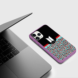 Чехол iPhone 11 Pro матовый BTS glitch, цвет: 3D-фиолетовый — фото 2