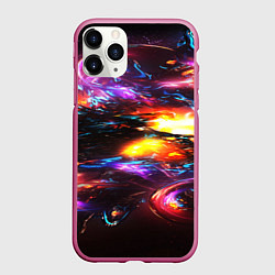 Чехол iPhone 11 Pro матовый Неоновая абстракция краски, цвет: 3D-малиновый