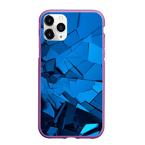 Чехол iPhone 11 Pro матовый Битая геометрия / 3D-Фиолетовый – фото 1