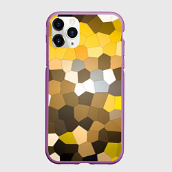 Чехол iPhone 11 Pro матовый Желто белая мозаика, цвет: 3D-фиолетовый