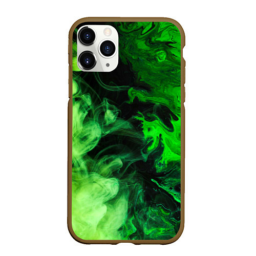 Чехол iPhone 11 Pro матовый Ядовитый зеленый дым / 3D-Коричневый – фото 1