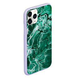 Чехол iPhone 11 Pro матовый Зеленая водная абстракция, цвет: 3D-светло-сиреневый — фото 2