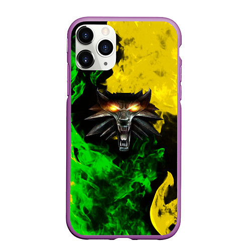 Чехол iPhone 11 Pro матовый The Witcher in fire / 3D-Фиолетовый – фото 1