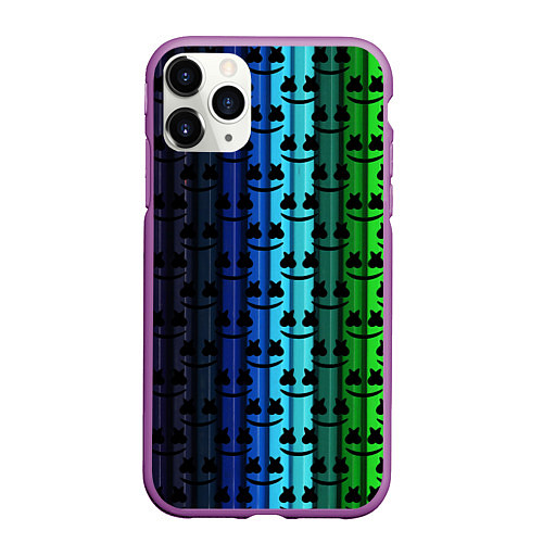 Чехол iPhone 11 Pro матовый Marshmello gradient / 3D-Фиолетовый – фото 1