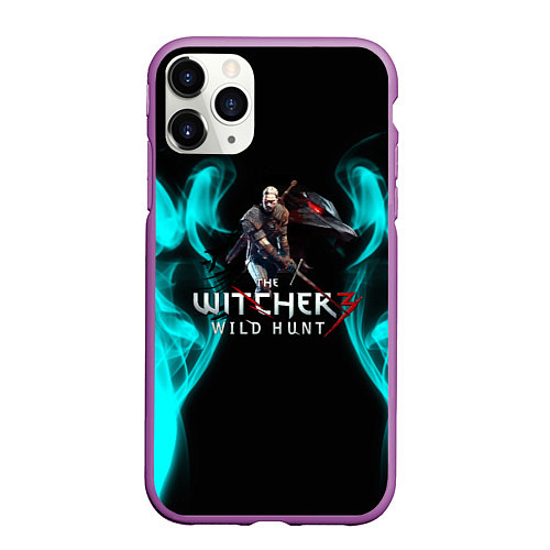 Чехол iPhone 11 Pro матовый Ведьмак неновый дым / 3D-Фиолетовый – фото 1