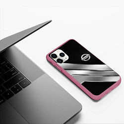 Чехол iPhone 11 Pro матовый Nissan metal steel auto, цвет: 3D-малиновый — фото 2