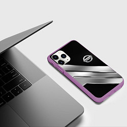 Чехол iPhone 11 Pro матовый Nissan metal steel auto, цвет: 3D-фиолетовый — фото 2
