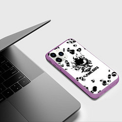 Чехол iPhone 11 Pro матовый Samurai черные краски текстура, цвет: 3D-фиолетовый — фото 2