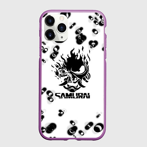 Чехол iPhone 11 Pro матовый Samurai черные краски текстура / 3D-Фиолетовый – фото 1