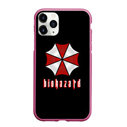 Чехол iPhone 11 Pro матовый Biohazard logo, цвет: 3D-малиновый