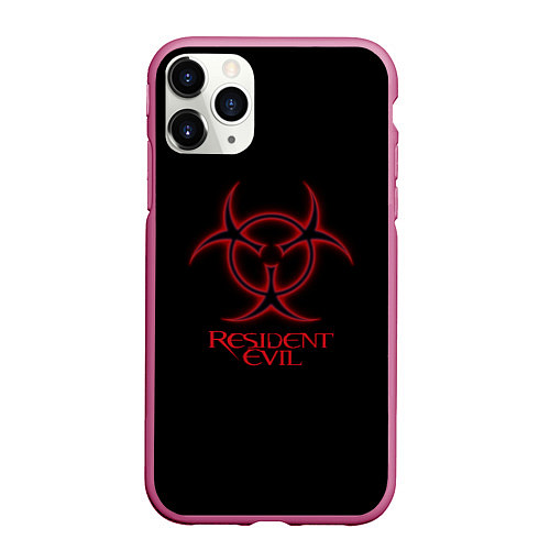 Чехол iPhone 11 Pro матовый Resident evil biohazard logo / 3D-Малиновый – фото 1