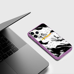 Чехол iPhone 11 Pro матовый Cyberpunk 2077 fire black, цвет: 3D-фиолетовый — фото 2