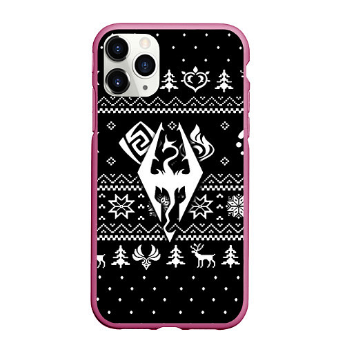 Чехол iPhone 11 Pro матовый The Elder Scrolls game pattern / 3D-Малиновый – фото 1