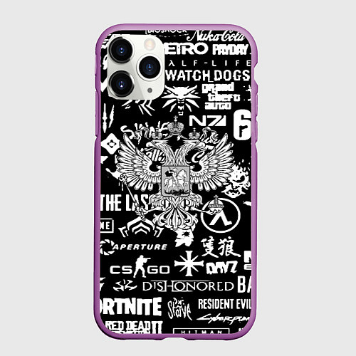 Чехол iPhone 11 Pro матовый Киберсорт Россия герб / 3D-Фиолетовый – фото 1