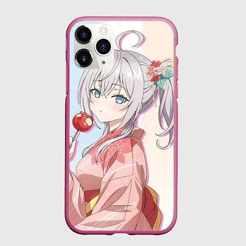 Чехол iPhone 11 Pro матовый Аля иногда кокетничает со мной по русски Алиса / 3D-Малиновый – фото 1