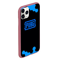 Чехол iPhone 11 Pro матовый PUBG синие соты абстракция, цвет: 3D-малиновый — фото 2