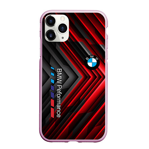 Чехол iPhone 11 Pro матовый BMW geometry stripes red / 3D-Розовый – фото 1