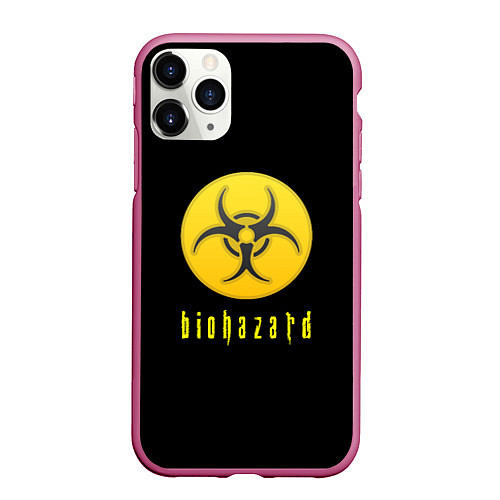 Чехол iPhone 11 Pro матовый Resident Evil biohazard / 3D-Малиновый – фото 1