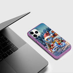 Чехол iPhone 11 Pro матовый Новогодняя змейка с подарками, цвет: 3D-фиолетовый — фото 2