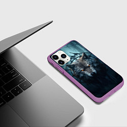 Чехол iPhone 11 Pro матовый Волк в ловце снов, цвет: 3D-фиолетовый — фото 2