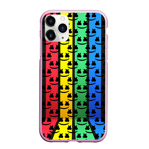 Чехол iPhone 11 Pro матовый Marshmello neon music dj / 3D-Розовый – фото 1