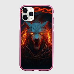 Чехол iPhone 11 Pro матовый Волк в цепях, цвет: 3D-малиновый