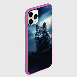 Чехол iPhone 11 Pro матовый Волк ночью, цвет: 3D-фиолетовый — фото 2
