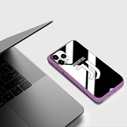 Чехол iPhone 11 Pro матовый Juventus geometry steel, цвет: 3D-фиолетовый — фото 2