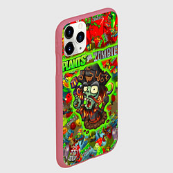 Чехол iPhone 11 Pro матовый Plants vs Zombies пират, цвет: 3D-малиновый — фото 2