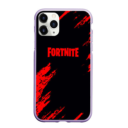 Чехол iPhone 11 Pro матовый Fortnite красные краски лого / 3D-Светло-сиреневый – фото 1