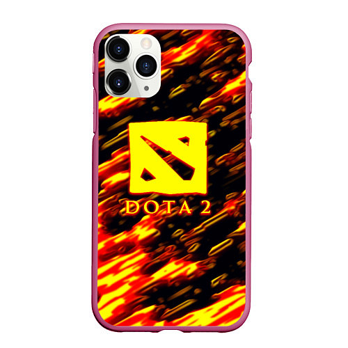 Чехол iPhone 11 Pro матовый DOTA2 огенный стиль текстура / 3D-Малиновый – фото 1