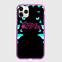 Чехол iPhone 11 Pro матовый Bullet for my valentine бабочки, цвет: 3D-фиолетовый