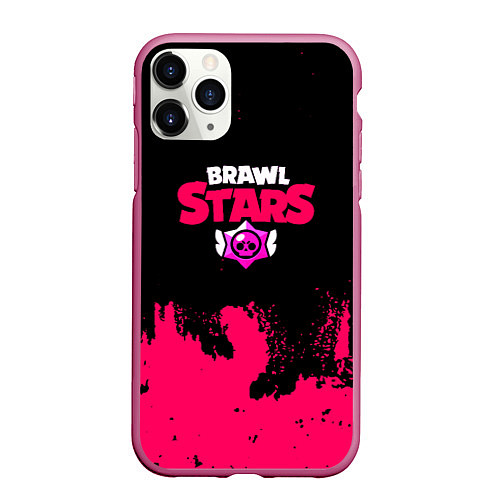 Чехол iPhone 11 Pro матовый Brawl stars розовые краски / 3D-Малиновый – фото 1