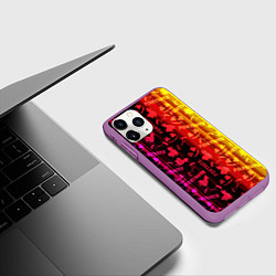 Чехол iPhone 11 Pro матовый Fortnite neon game, цвет: 3D-фиолетовый — фото 2
