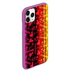 Чехол iPhone 11 Pro матовый Fortnite neon game, цвет: 3D-фиолетовый — фото 2