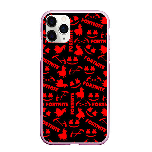 Чехол iPhone 11 Pro матовый Fortnite pattern game red / 3D-Розовый – фото 1