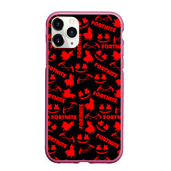 Чехол iPhone 11 Pro матовый Fortnite pattern game red, цвет: 3D-малиновый