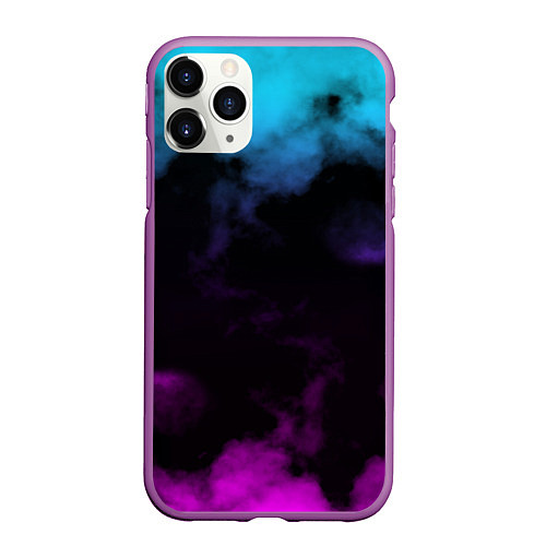 Чехол iPhone 11 Pro матовый Градиент - дым / 3D-Фиолетовый – фото 1