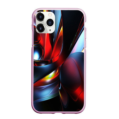 Чехол iPhone 11 Pro матовый Абстрактные волны геометрия / 3D-Розовый – фото 1