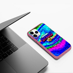 Чехол iPhone 11 Pro матовый Brawl stars neon gradient, цвет: 3D-малиновый — фото 2