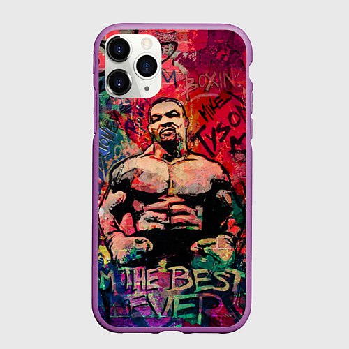 Чехол iPhone 11 Pro матовый Майк Тайсон - лучший навсегда / 3D-Фиолетовый – фото 1