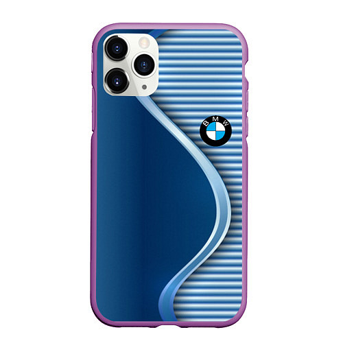 Чехол iPhone 11 Pro матовый BMW текстура / 3D-Фиолетовый – фото 1